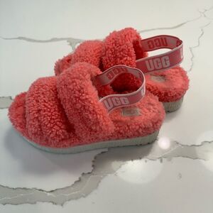 UGG Pink Fluffy slippers size 6
